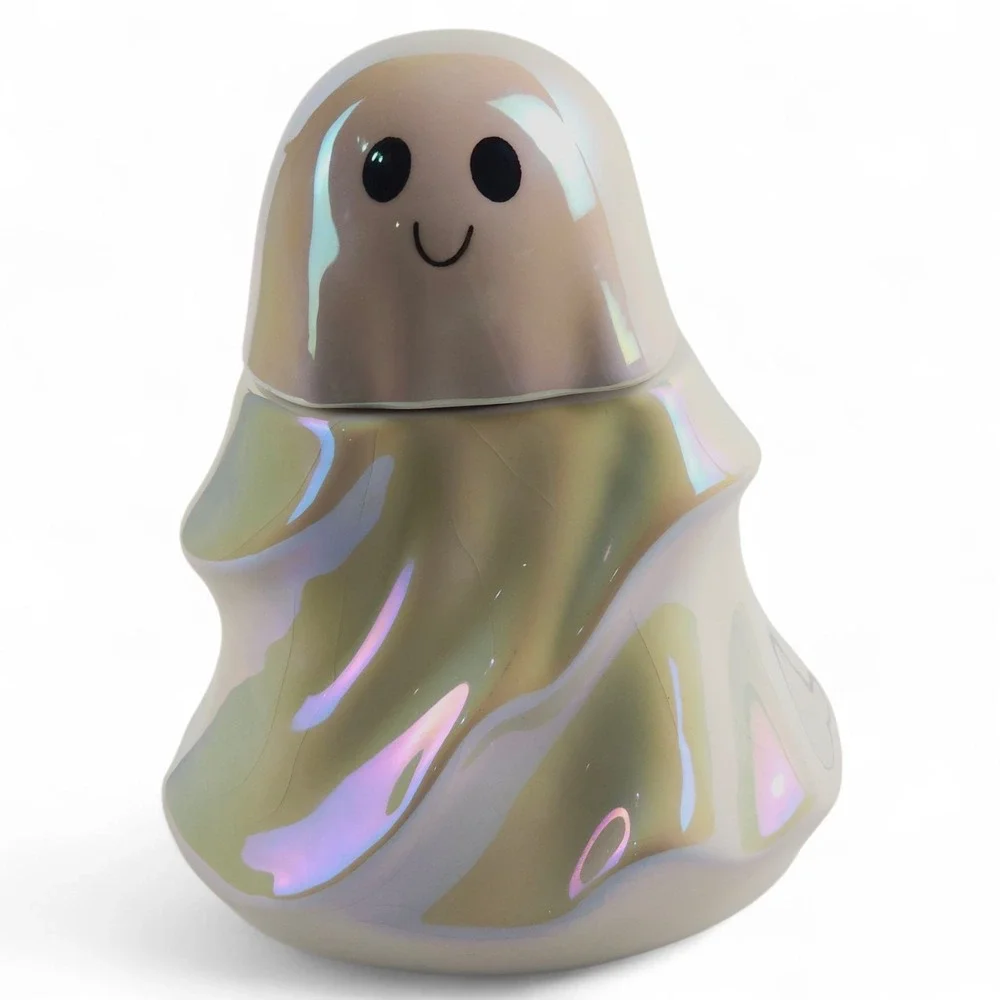 Target Halloween Iridescent Ceramic Ghost Candy Jar Novelty Vessel Decor 7